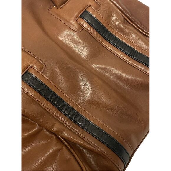 Halogen Brown Black Leather ‎ Tote Bag Handbag Purse Satchel - Picture 6 of 12